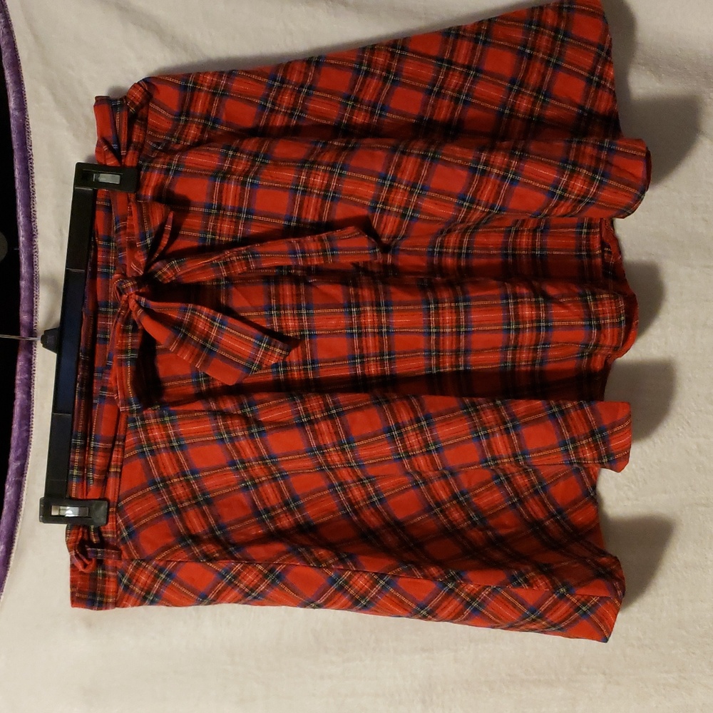 Plaid Red Skirt with Tie Belt